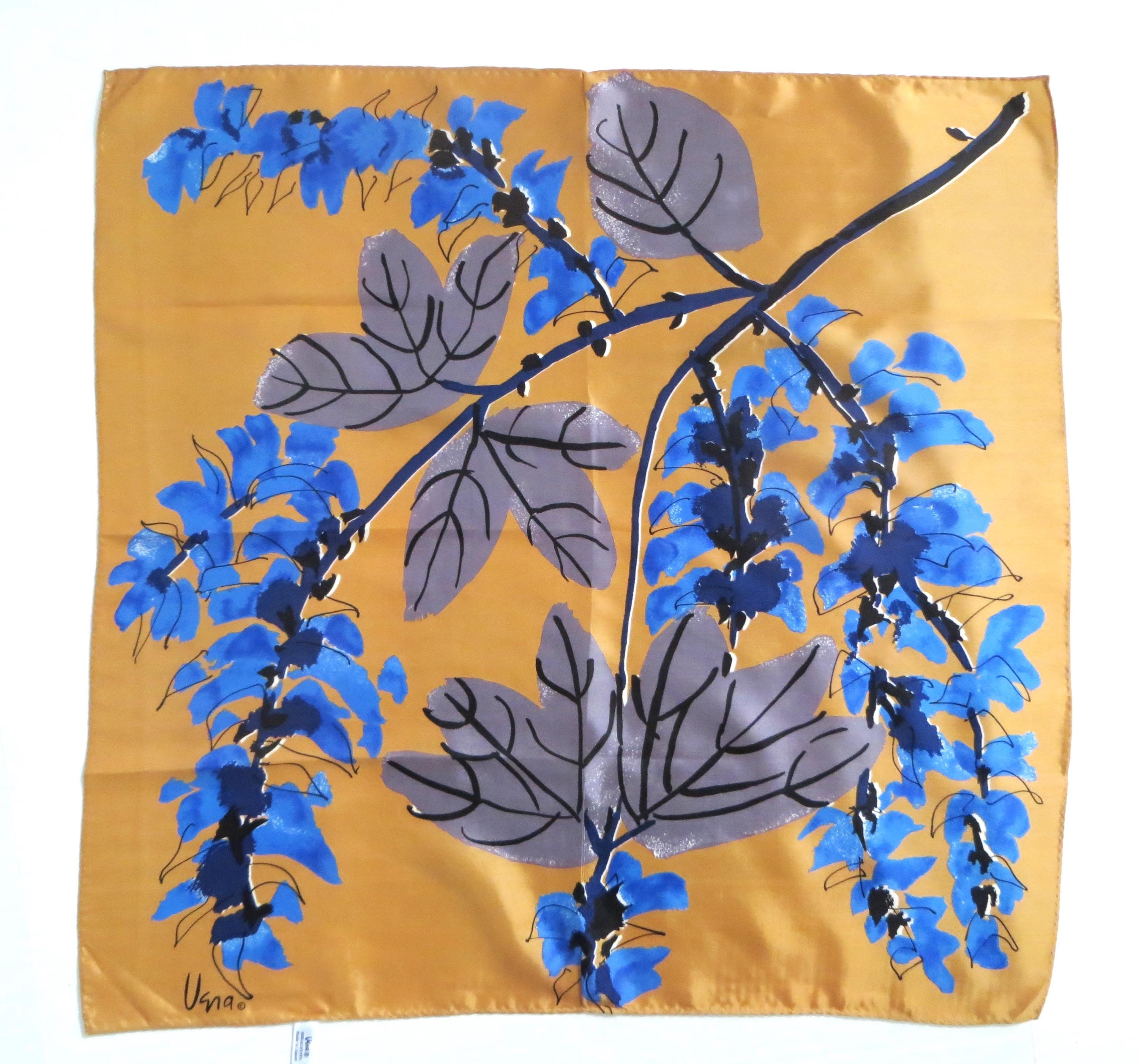 Vintage Vera Neumann Scarf: Blue Floral Abstract, 22