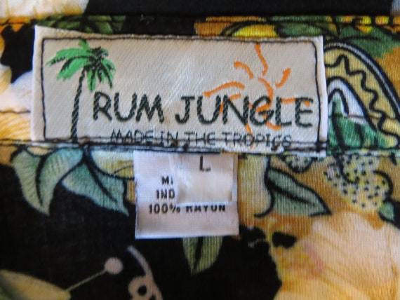 Vintage 80s Rayon Hawaiian Shirt, Rum Jungle, Bla… - image 5