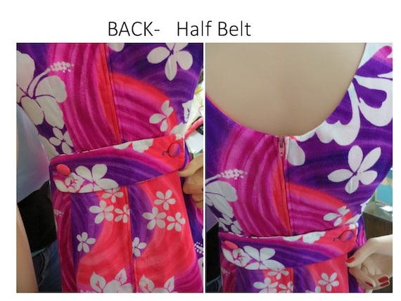 70s Lavacloth Hawaiian Maxi Dress, Bright Pink Pu… - image 4