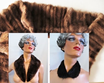 2 Mink Collars, plus Large Piece of Extra Autumn Haze Mink Fur to Repurpose, Vintage 40s 50s detachable vintage collars