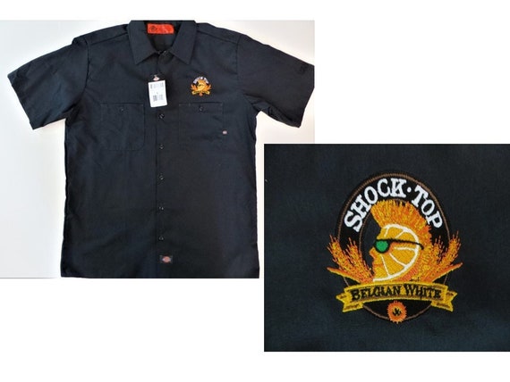 Beer Work Shirt NWT Deadstock Shock Top Belgian Beer Black Dickies