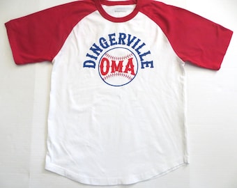 Baseball Ringer T Shirt, Omaha College World Series, Red White, Unisex,  size men's Small