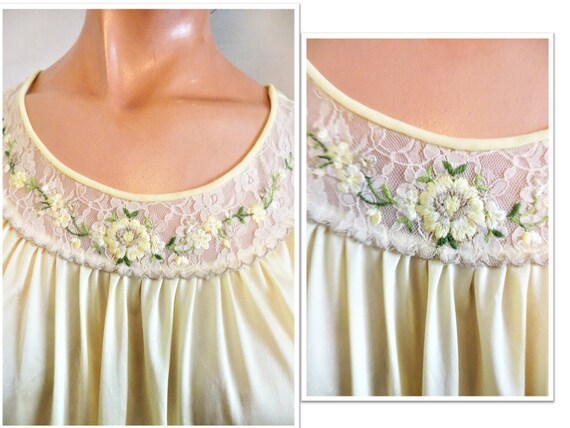 70s Peignoir Set, Lorraine Short Yellow Nightgown… - image 5