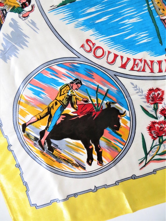 Vintage Gibraltar Souvenir Scarf, Gibraltar Bull … - image 3