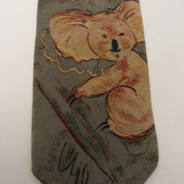 Vintage Men's Necktie,  Australia Koala Bears, World Wildlife Fund, design 151, Silk Mint Unused, Nature Animals