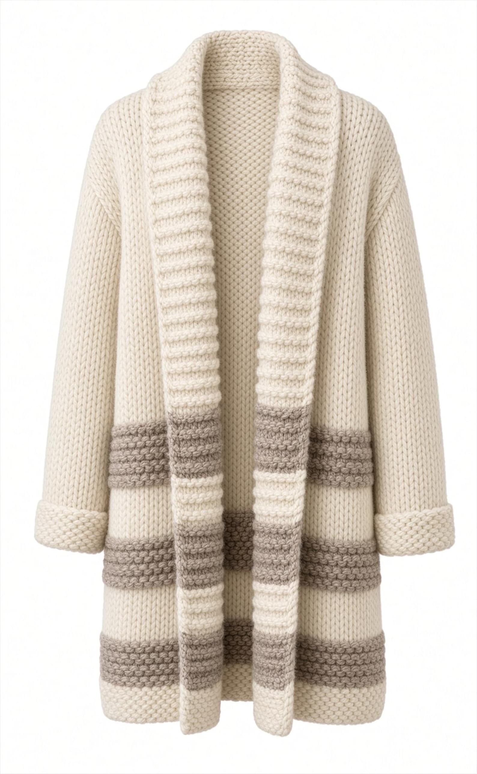 Chunky Knit Car Coat Pattern, Shawl Collar, Two-tone Design (PDF) - Etsy