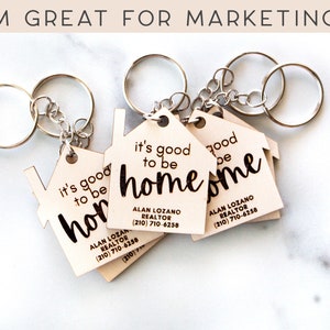 Set of 5+: It's Good To Be Home Keychain (Real Estate Keychain, Realtors, Closing Gift, Housewarming, New Home)