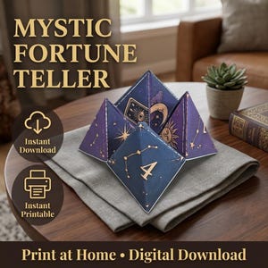 Mystical Fortune Teller (Instant Printable Digital Download) Origami Cootie Catcher Printable Paper Craft Activity PDF
