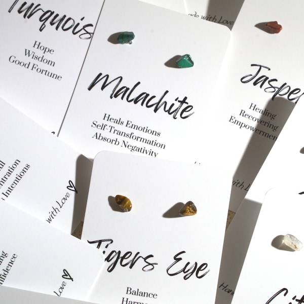 Raw Gemstone Stud Earrings: Tiny Crystal Healing Jewelry