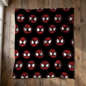 Spiderman Eyes deken, fleece plaid met superheldenmasker, Marvel stripdeken, cadeau voor Spiderman-fans, superhelden slaapkamerdecoratie, knusse plaid voor kinderen
