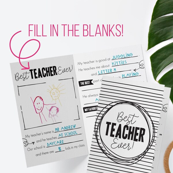 Teacher Appreciation Fill In Etsy