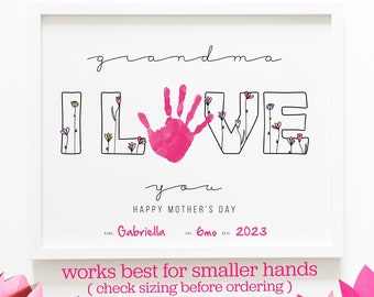 Mother's Day Card for New Grandma // Handprint Art from Grand Baby // Last Minute Printable DIY Gift to Grandmother // Easy Instant Download