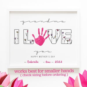 Muttertagskarte für neue Oma // Handabdruck Kunst von Grand Baby // Last Minute druckbares DIY Geschenk an die Großmutter // einfacher Sofort Download