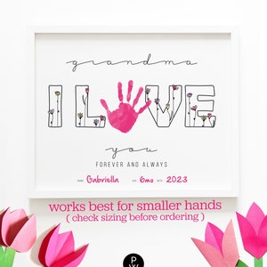 Oma I Love You Handabdruck Kunst von Baby, Kind // Last Minute druckbares DIY Geschenk für Oma zum Muttertag // Schneller, einfacher Handabdruck für Kinder