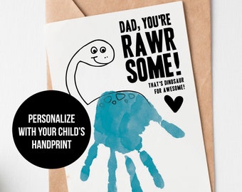 Handprint Dinosaur Dad Card: DIY Kid's Birthday Gift (Instant Download)