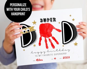 Superhero Dad Birthday Handprint Card: Kid's Craft (Digital Download)