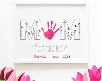 First Mother's Day Handprint Art for New Mom from Baby // Last Minute Keepsake Gift to Mother from Newborn // Hand Print Card from Infant