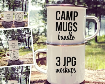 Camping Mug Mockup Template: 12oz Sublimation JPG Photo (Digital Download)
