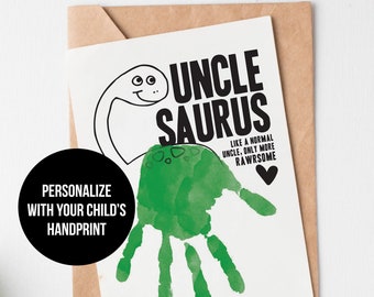 Unclesaurus Dinosaur Handprint Card: Kid's Birthday Gift (Instant Download)