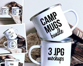 Camp Mug Mockup Bundle: 12oz Sublimation Mugs (JPG)