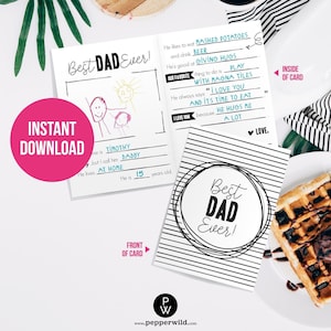 Papa's verjaardag vul de blanco in Alles over My Daddy-kaart // Leuke, snelle, eenvoudige kaart van kinderen // Dad Bday Keepsake Kids Activity Gift