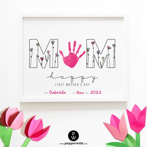 First Mother's Day Handprint Art for New Mom from Baby // Last Minute Keepsake Gift to Mother from Newborn // Hand Print Card from Infant