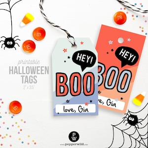 Halloween Printable Favor Tags Variety Pack // DIY Last Minute Trick or Treat, Boo Box // Hey Boo Cute Fun Halloween Instant Download