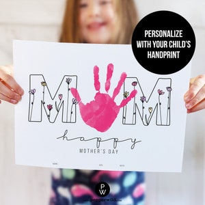 Mother's Day Handprint Art for Mom from Kid // Last Minute Keepsake Gift to Mother from Son, Daughter, Baby // Hand Print Card from Children