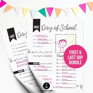 Back To School & Last Day of School Signs // My School Year Interview for PreK, Kindergarten, K-12 // Fill In The Blank Printable Keepsakes