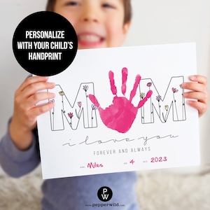 Mom's Birthday Last Minute Printable DIY Gift from Son, Daughter // Mother's Day Handprint Keepsake from Baby, Kid // Child Hand Print Card