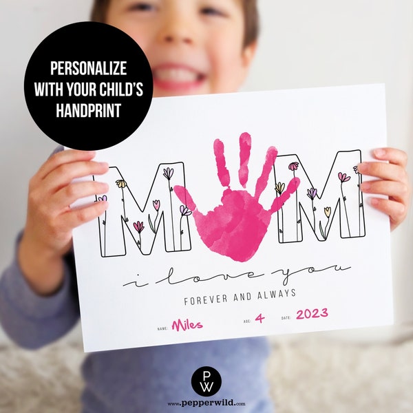 Mom's Birthday Last Minute Printable DIY Gift from Son, Daughter // Mother's Day Handprint Keepsake from Baby, Kid // Child Hand Print Card