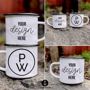 Mug Rim Design Black Rim Camp Mugs Outdoor Bundle JPG Product Mockups // 12oz ...