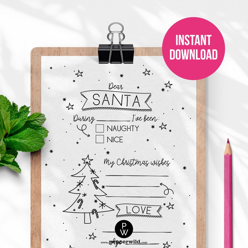Christmas Eve Wishlist Printable Instant Download // Last | Etsy