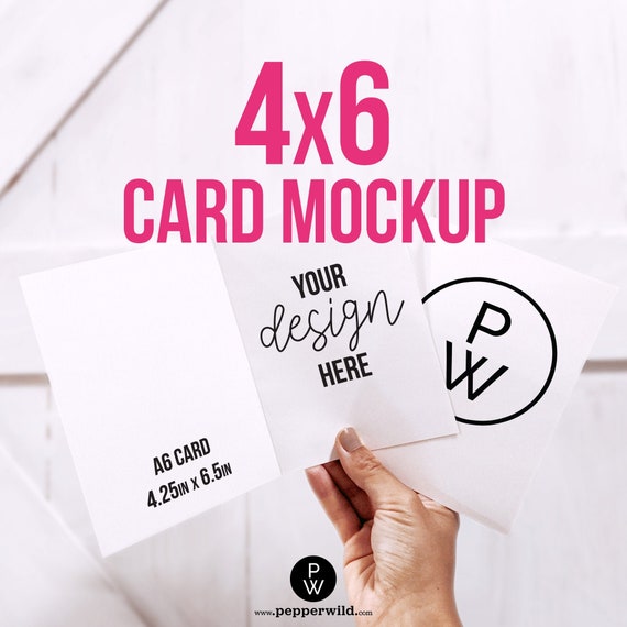 Download 4x6 Card Psd Mockup Girl Holding Blank Card Photoshop Smart Etsy
