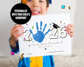 Preschool Graduation Handprint Keepsake: 2026 Daycare Pre K Graduate Certificate (Digital Download) Print at Home Editable Canva Template