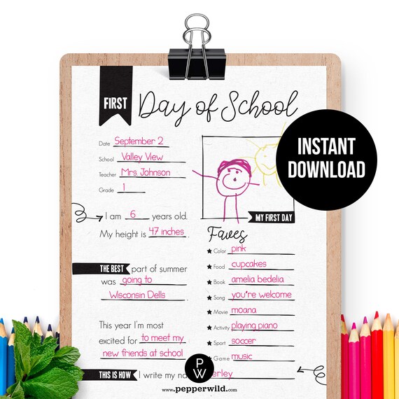 First Day of School Interview Printable // Back to School Fill - Etsy