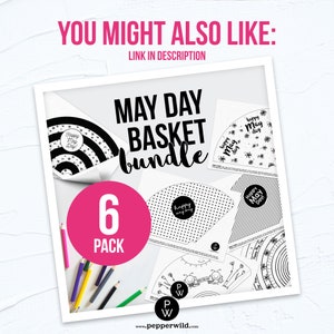 May Day Basket Cute Kid's Coloring Print at Home Gift // Happy May Day