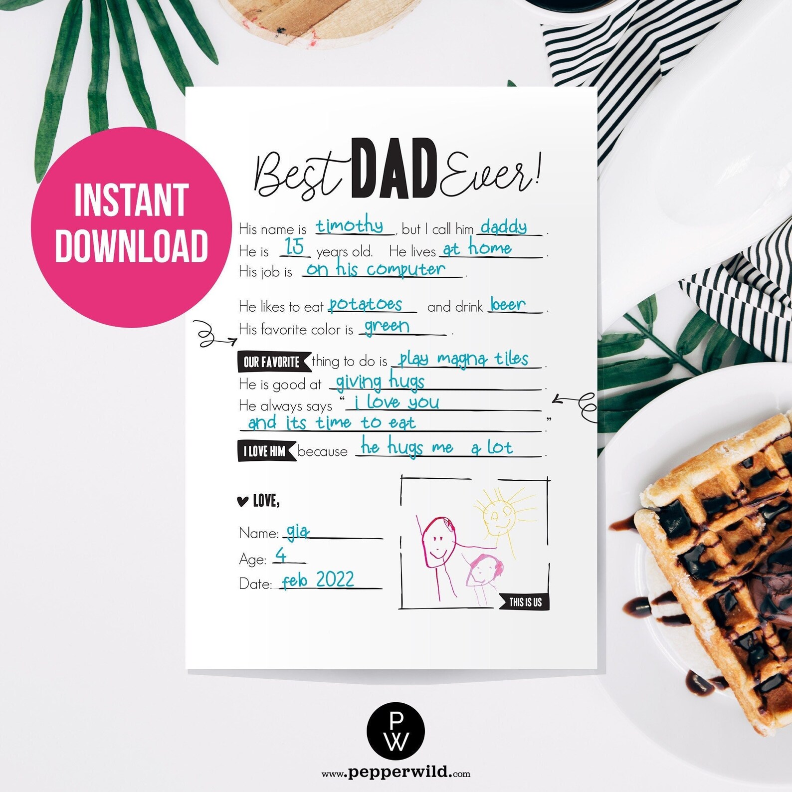 Dad Birthday All About My Dad Fill in the Blank Printable Card - Etsy