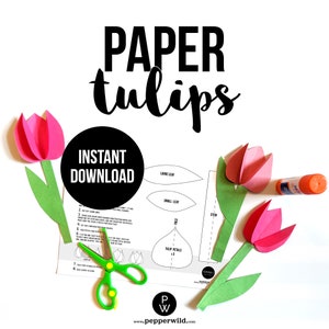 Paper Flower Tulips Template // Easy, Simple Paper Flowers // Kid ...