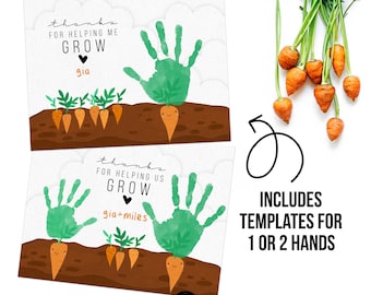 Handprint Teacher Appreciation Card: Carrot Garden Craft (Digital Download)