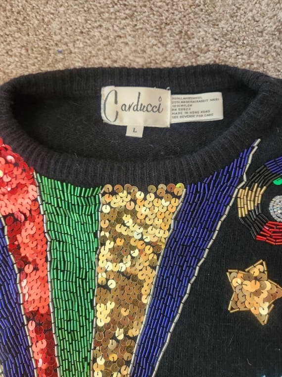 Vintage sweater, christmas sweater, black, sequin… - image 2