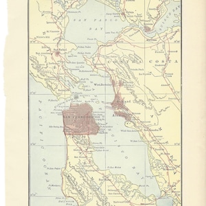 SAN FRANSISCO California, sonoma, napa, map, vintage,  Encyclopedia  --- DIGITAL ----