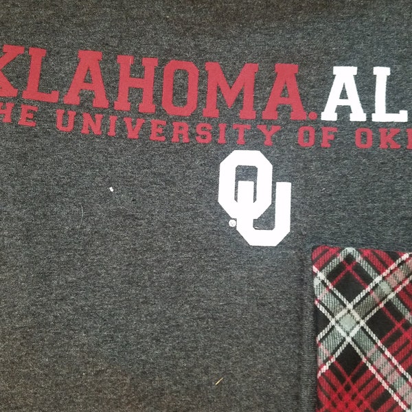 CLEARANCE SALE!! T-shirt Pillow, Oklahoma, repurposed, 14 inch pillow college,  dorm, graduation