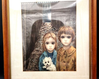 Vintage Margaret Keane Big Eye Art Print "LOST" 12x15 inch Framed MCM Lithograph
