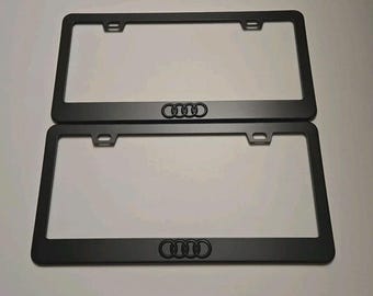 2x Audi Black Finished Stainless Steel License Plate Frame Holder