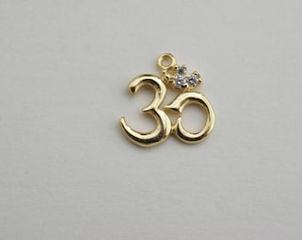 CZ  OHM pendant - Gold vermeil OHM - gold vermeil pendant -