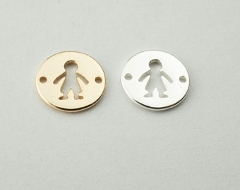 boy charm connector - baby charm - cut out - boy disc - 925 sterling silver connector - mom charm for bracelet