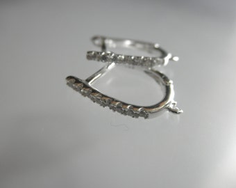 CZ hoop earrings lever back