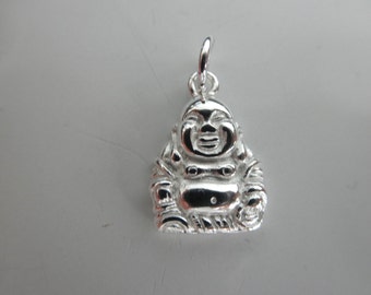 Small White Enamel Happy Buddha Pendant