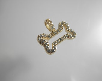 Bone pendant - zircon bone - dog lovers - gold bone